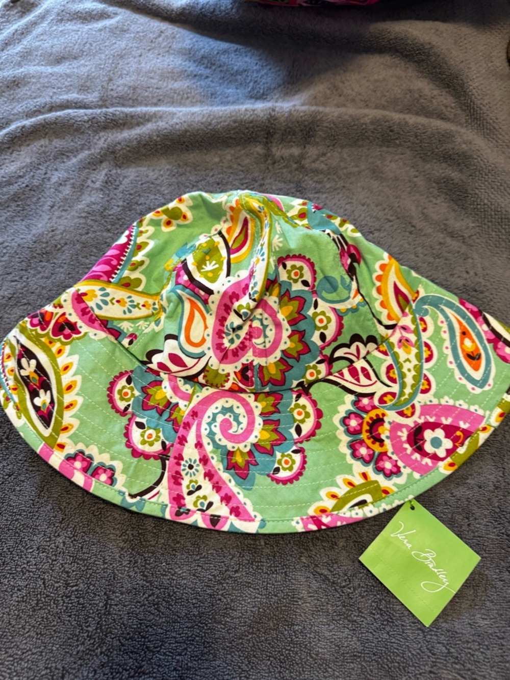 Vera Bradley Quilted Paisley Sun Hat in Mint, Pink & Yellow